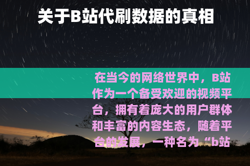 关于B站代刷数据的真相