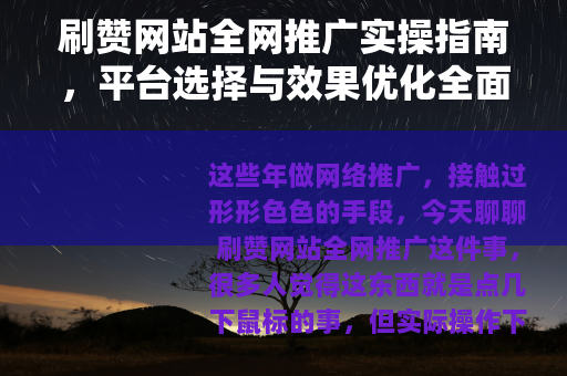 刷赞网站全网推广实操指南，平台选择与效果优化全面解析