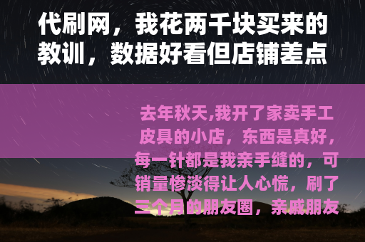 代刷网，我花两千块买来的教训，数据好看但店铺差点废了