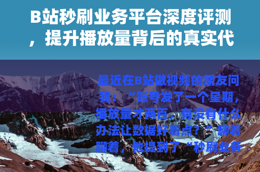 B站秒刷业务平台深度评测，提升播放量背后的真实代价与选择