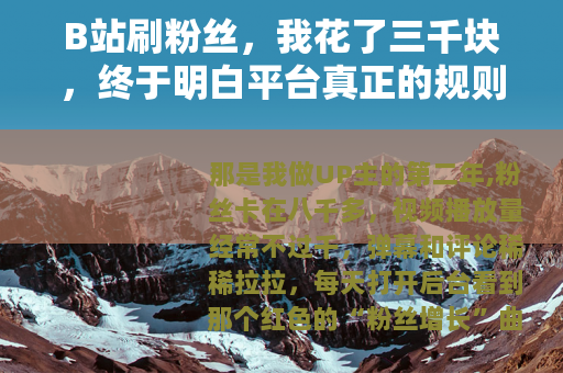 B站刷粉丝，我花了三千块，终于明白平台真正的规则