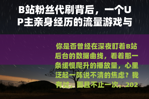 B站粉丝代刷背后，一个UP主亲身经历的流量游戏与行业冷思考