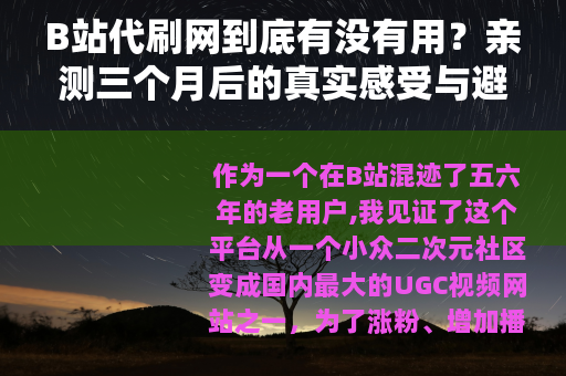 B站代刷网到底有没有用？亲测三个月后的真实感受与避坑指南