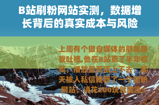 B站刷粉网站实测，数据增长背后的真实成本与风险