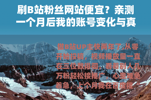 刷B站粉丝网站便宜？亲测一个月后我的账号变化与真实感受