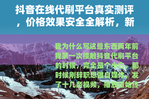 抖音在线代刷平台真实测评，价格效果安全全解析，新手必看指南