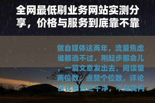 全网最低刷业务网站实测分享，价格与服务到底靠不靠谱？