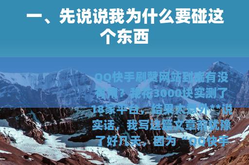 一、先说说我为什么要碰这个东西