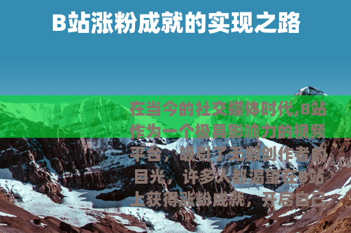 B站涨粉成就的实现之路