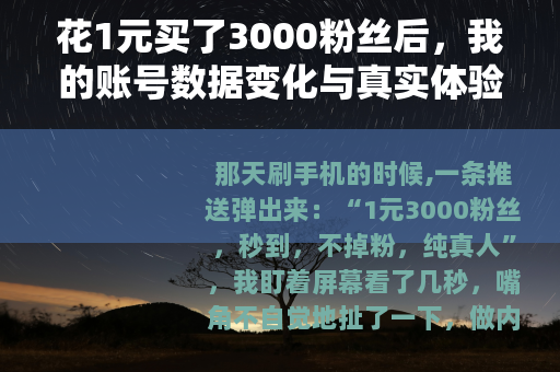 花1元买了3000粉丝后，我的账号数据变化与真实体验分享