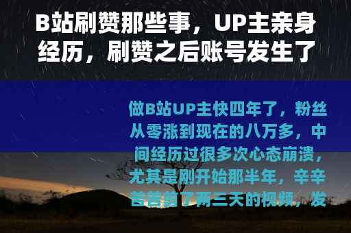B站刷赞那些事，UP主亲身经历，刷赞之后账号发生了什么