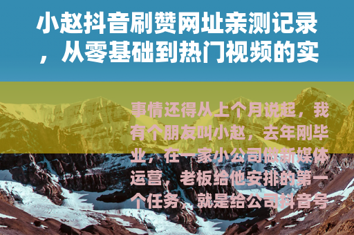 小赵抖音刷赞网址亲测记录，从零基础到热门视频的实践