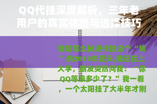 QQ代挂深度解析，三年老用户的真实体验与选择技巧全攻略