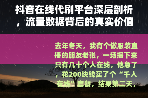 抖音在线代刷平台深层剖析，流量数据背后的真实价值与问题