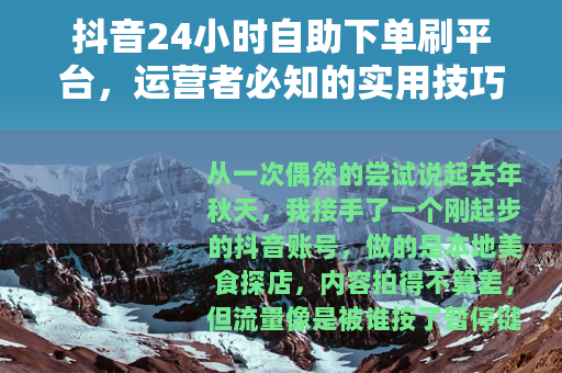 抖音24小时自助下单刷平台，运营者必知的实用技巧与效果评估