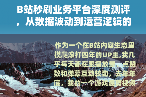B站秒刷业务平台深度测评，从数据波动到运营逻辑的完整拆解