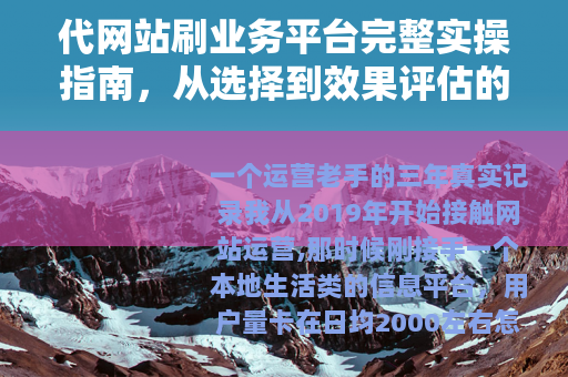 代网站刷业务平台完整实操指南，从选择到效果评估的全程解析