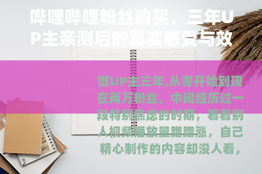 哔哩哔哩粉丝购买，三年UP主亲测后的真实感受与效果分析