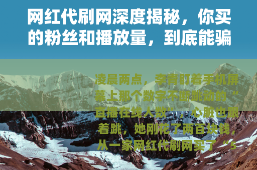 网红代刷网深度揭秘，你买的粉丝和播放量，到底能骗过谁？