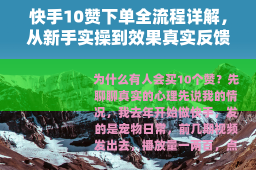 快手10赞下单全流程详解，从新手实操到效果真实反馈