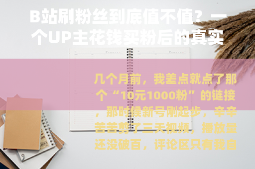 B站刷粉丝到底值不值？一个UP主花钱买粉后的真实体验