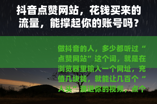 抖音点赞网站，花钱买来的流量，能撑起你的账号吗？