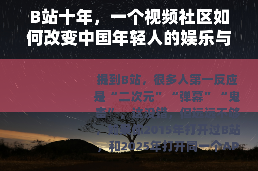 B站十年，一个视频社区如何改变中国年轻人的娱乐与学习方式