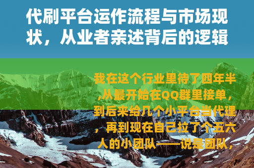 代刷平台运作流程与市场现状，从业者亲述背后的逻辑与真实代价