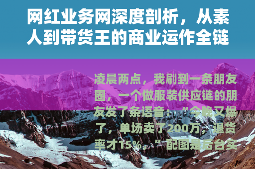 网红业务网深度剖析，从素人到带货王的商业运作全链路