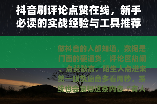 抖音刷评论点赞在线，新手必读的实战经验与工具推荐