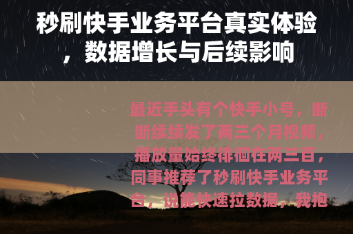 秒刷快手业务平台真实体验，数据增长与后续影响