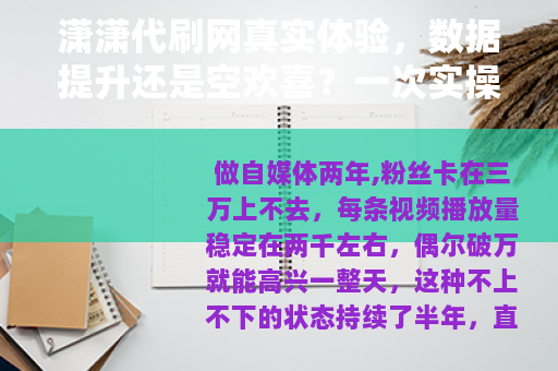 潇潇代刷网真实体验，数据提升还是空欢喜？一次实操记录