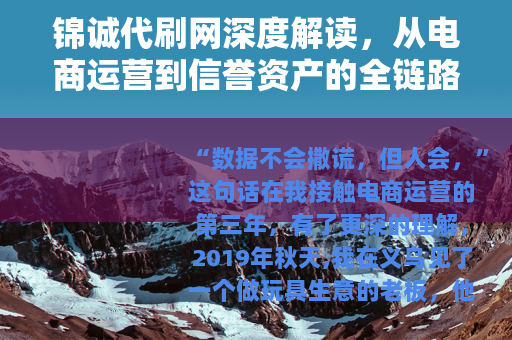 锦诚代刷网深度解读，从电商运营到信誉资产的全链路逻辑