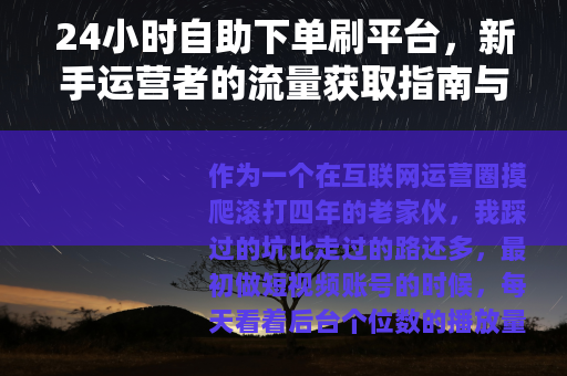 24小时自助下单刷平台，新手运营者的流量获取指南与常见问题解答