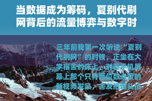 当数据成为筹码，夏别代刷网背后的流量博弈与数字时代的生存法则