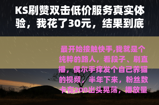 KS刷赞双击低价服务真实体验，我花了30元，结果到底值不值？