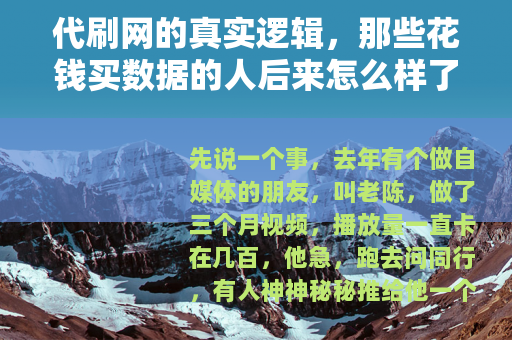 代刷网的真实逻辑，那些花钱买数据的人后来怎么样了？