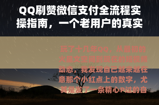 QQ刷赞微信支付全流程实操指南，一个老用户的真实体验与避坑心得