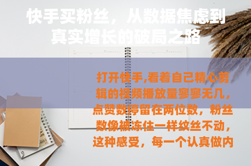 快手买粉丝，从数据焦虑到真实增长的破局之路