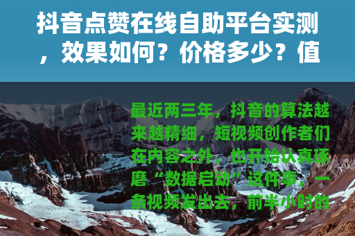 抖音点赞在线自助平台实测，效果如何？价格多少？值得用吗？
