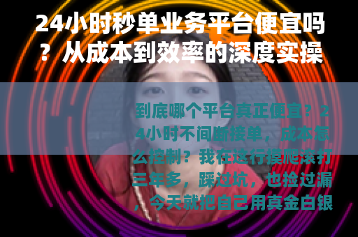 24小时秒单业务平台便宜吗？从成本到效率的深度实操指南