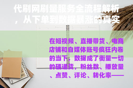 代刷网刷量服务全流程解析，从下单到数据暴涨的真实体验
