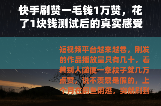快手刷赞一毛钱1万赞，花了1块钱测试后的真实感受