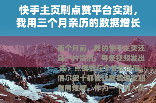 快手主页刷点赞平台实测，我用三个月亲历的数据增长与真实代价