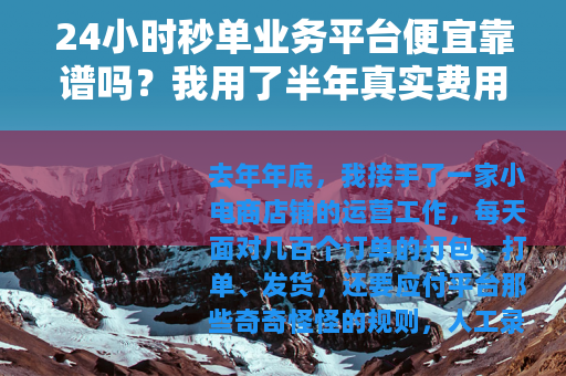 24小时秒单业务平台便宜靠谱吗？我用了半年真实费用与效率对比
