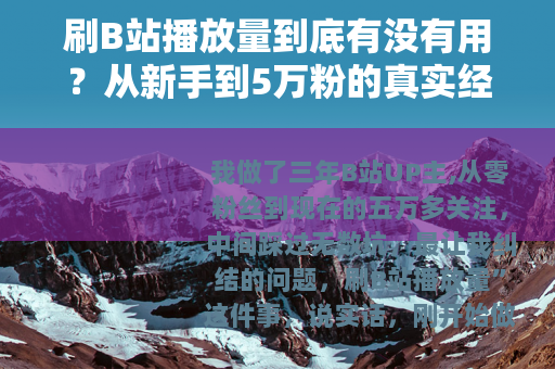 刷B站播放量到底有没有用？从新手到5万粉的真实经历
