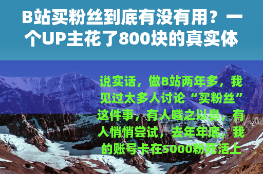 B站买粉丝到底有没有用？一个UP主花了800块的真实体验