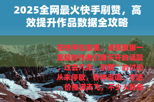 2025全网最火快手刷赞，高效提升作品数据全攻略