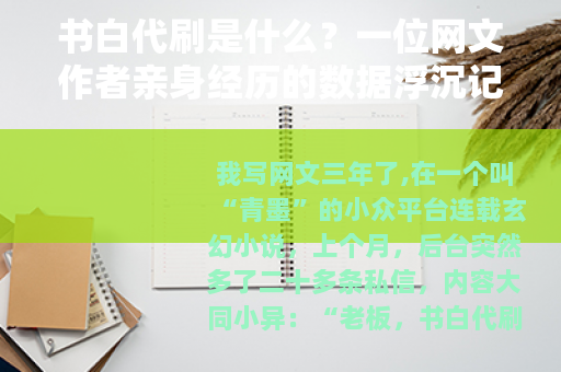 书白代刷是什么？一位网文作者亲身经历的数据浮沉记