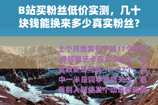 B站买粉丝低价实测，几十块钱能换来多少真实粉丝？